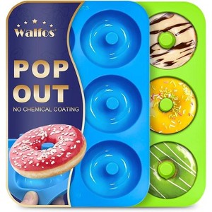 JDICTION Non-Stick Silicone Donut Pan Set of 2, Heat Resistant Mold for Baking Donuts, Cakes & Bagels, BPA Free & Dishwasher Safe - 1 of 4