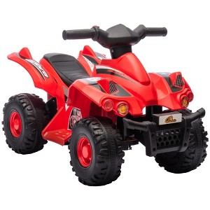 Qaba Kids ATV, 6V 4 Wheeler Kids Quad Car, Battery Powered Electric Ride on Toy with Music for Boys  & Girls Ages 2-6 Years, Red - 1 of 4