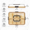 Charcuterie Board with Clear Lid, Bamboo Cheese Cutting Board with 8 Compartments, Picnic Serving Tray with Black Handles - 2 of 4