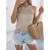 Summer Tops for Women Lightweigt Crochet Sweater Tank Tops Crew Neck Ruffle Cuff Wide Strap Sweater Knit Tops - 4 of 4