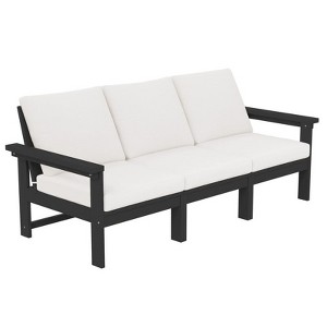 Hyleory 3-Seat Patio Accent Chair With Cushion,HDPE  Patio Sofa With Loose Cushion - 1 of 4