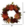 22-Inch Artificial Dahlia and Mum Wreath - Autumn Beauty Wreath for Front Door - 3 of 4