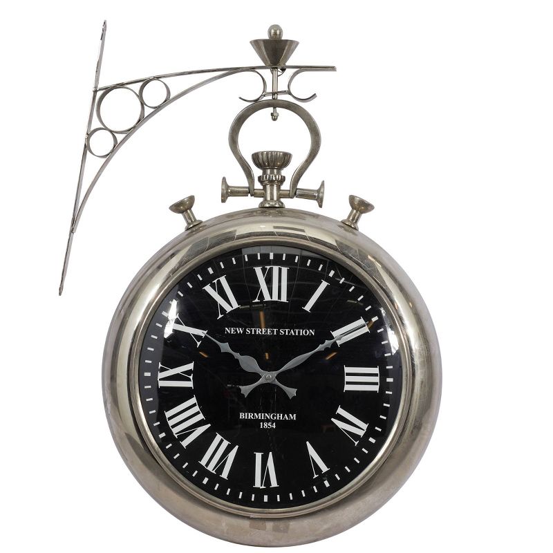22&#34;x16&#34; Stainless Steel Pocket Watch Style Wall Clock Silver - Olivia &#38; May, 1 of 21