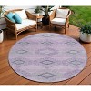 Lavender And Gray Aztec Washable Indoor Outdoor Area Rug - 2 of 4