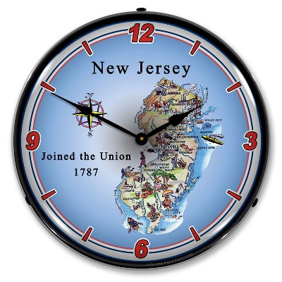 Collectable Sign & Clock | State of New Jersey LED Wall Clock Retro/Vintage, Lighted