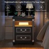 Fredees 3-color LED light nightstand with drawer storage and four solid wood legs - 4 of 4