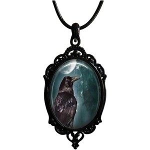 Gothic Bat Glass Pendant Necklace With Rope Chain For Punk Witch Victorian Jewelry Accessories - 1 of 4
