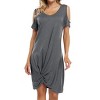 Women's Summer Cold Shoulder  Twist Knot Mini Tshirts Dresses - 2 of 4
