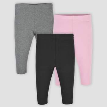 Gerber Baby Girls' 3pk Leggings - Black/Pink/Gray