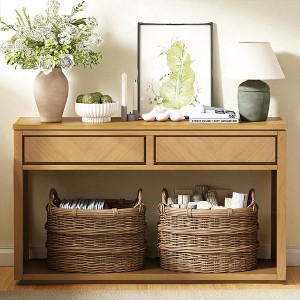 55" Buffet Cabinet with Chevron Design, Wooden Storage Cabinet with 2 Drawers and Open Shelf, Rustic Sideboard for Kitchen, Dining Room - 1 of 4