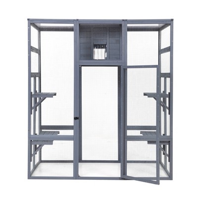 FURNIinspire Pet Crates and Houses,Catio Outdoor Cat Enclosure, Large Cage Cat House, Gray, 159"*82"*178"
