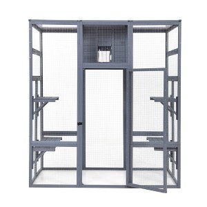 FURNIinspire Pet Crates and Houses,Catio Outdoor Cat Enclosure, Large Cage Cat House, Gray, 159"*82"*178" - 1 of 4