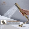 CASAINC Deck Mounted 5-Hole 3-Handle Roman Widespread Waterfall Low-Arc Bathtub Faucet with Hand Sprayer, Brushed Gold - 4 of 4