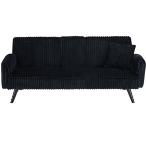 TiramisuBest 72" Minimalist Pink Corduroy Sofa,3-Seater Convertible Couch with Adjustable Backrest and Hidden Cup Holders for Living or Bedroom - 1 of 4
