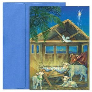 Masterpiece Studios Hollyville 16 Christmas Cards in a Keepsake Box, Away In The Manger, 5.6" x 7.8" - 1 of 1
