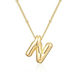 Bubble Letter Initial Necklace for Women, 14K Gold Plated Personalized Birthday Gift - 1 of 4