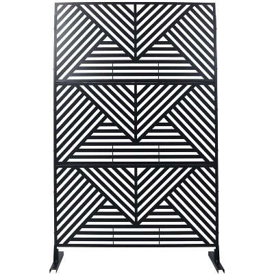 Grungis Matrix Metal Decorative Patio Screens,Freestanding Privacy Fence Panels in Triangular Stripes Pattern for Balcony Patio,76" H×48" W