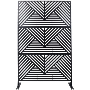 Grungis Matrix Metal Decorative Patio Screens,Freestanding Privacy Fence Panels in Triangular Stripes Pattern for Balcony Patio,76" H×48" W - 1 of 4