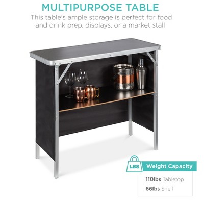 Sleek Black Portable Pop-Up Bar Table with Removable Skirt