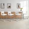 26" H Bar Stools Set of 4 - Modern PU Leather Barstools with Hollow Back, Upholstered Armless Kitchen Island Stools, White with Chrome Metal Frame - 2 of 4