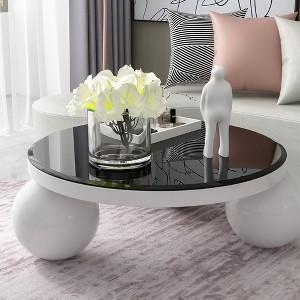 Round Tempered Glass Table Top black Glass 1/2" Inch Thick Beveled Polished Edge - 1 of 4