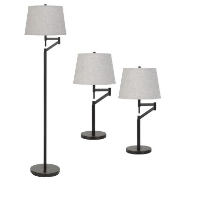 Cal Lighting 3 Pcs Package, 2 X Swing Arm Table Lamp And 1X Swing Arm Floor Lamp All in One Box