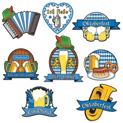 Beistle Oktoberfest Cutouts, 8.5"-13", (16/Pkg) Multicolored