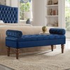 TiramisuBest Velvet Tufted Bedroom Bench, Upholstered Long Window Bench with Bolster, Entryway Bench for Living Room, Violet - 2 of 4