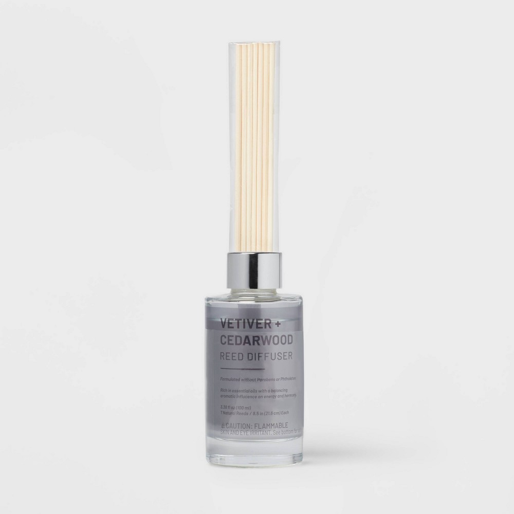 100ml Glass Reed Diffuser Vetiver & Cedarwood Brown - Threshold™: Aromatherapy, No Battery Needed
