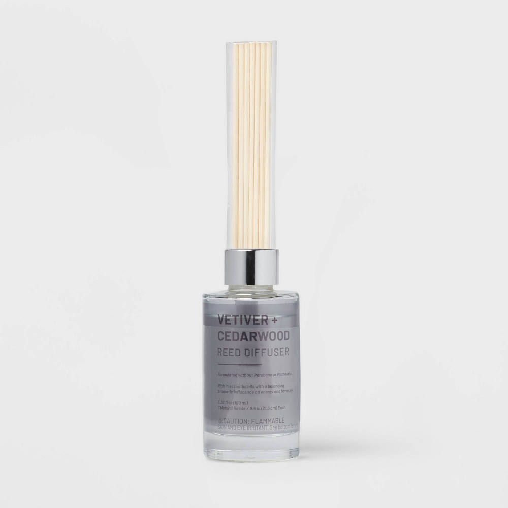 Photos - Air Freshener 100ml Glass Reed Diffuser Vetiver & Cedarwood Brown - Threshold™