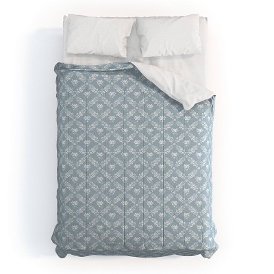 Deny Designs Evanjelina and Co Vintage French Flower Comforter and Sham Set Blue/White