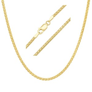 Unisex Italian Sterling Silver Round Box Chain Necklace - 1 of 4