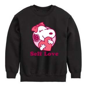 Boys' - Peanuts - Self Love Belle Graphic Long Sleeve Fleece Sweatshirt - 1 of 4