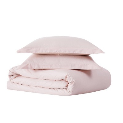 Blush Cotton King Duvet Cover Set with Shams