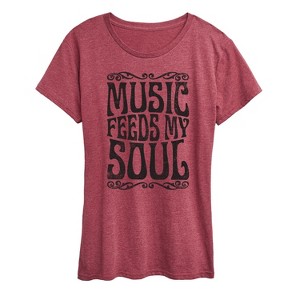 Women's - Instant Message - Music Feeds My Soul Short Sleeve Graphic T-Shirt - 1 of 4