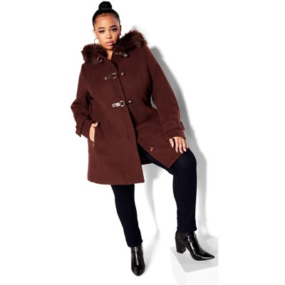 City Chic | Women's Plus Size Wonderwall Coat - Truffle - 20w : Target