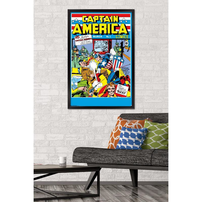Trends International 24X36 Marvel Comics - Captain America - Cover #1 Framed Wall Poster Prints, 2 of 7