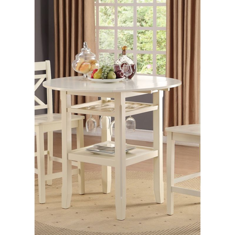 Tartys Counter Height Drop Leaf Dining Table Wood/Cream - Acme Furniture, 3 of 5