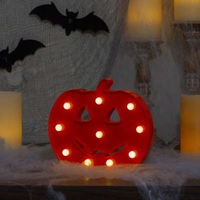 Northlight LED Lighted Jack-O-Lantern Halloween Marquee Sign - 8.5" - White Lights