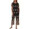 Ekouaer 2 Piece Women's Short Sleeve Capri Lounge Set Soft Mumu Pajama Sets with Pockets Loose Sleepwear Lightweight Homewear - 3 of 4