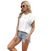 Coolmee Womens Short Sleeve Summer Tops Crewneck Textured Shirts Cap Sleeve Crop Tops Basic T Shirt Casual Work Blouses - 3 of 4