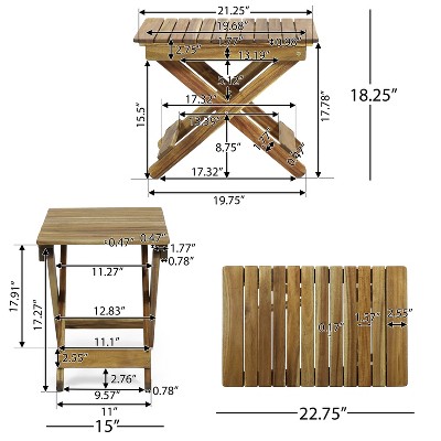 Natural Brown Acacia Wood 2-Seater Folding Adirondack Chat Set