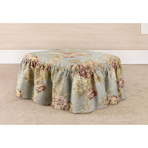 Ballad Bouquet Ottoman Slipcover Rob s Egg Waverly Home Cotton Floral T cushion Fit Indoor Use Target