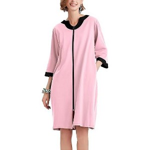 knee length dresses for ladies Women's Embossed Fleece Zip Dressing Gown with Front Pockets – Suzy & Me  Collection main image 1