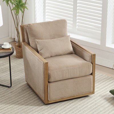 MOONMISS 360 Degree Corduroy Swivel Barrel Chair,Leisure Arm Chair for Nursery,Hotel,Bedroom,Office,Lounge