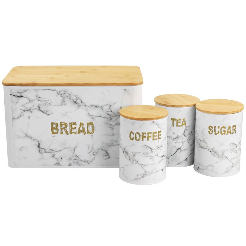 MegaChef 4 Piece Iron Canister Set in Marble, 1 of 8