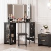 Corner Vanity Desk Set with LED Lighted Mirror & Charging Station - Bedroom Makeup Table with Stool and Storage Cabinet - 3 of 4