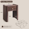 Modern Wooden Nightstand 23.6" Tall with Charging Station Curved 1 Drawer Bedside Table for Living Room Bedroom - 4 of 4