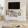 63" Farmhouse TV Stand for TVs Up to 72", Wave Pattern Entertainment Center with 2 Glass Door Cabinets & 2 Open Shelves,for Living Room - 4 of 4