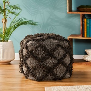 Jucar Handcrafted Boho Fabric Cube Pouf - Christopher Knight Home - 1 of 4